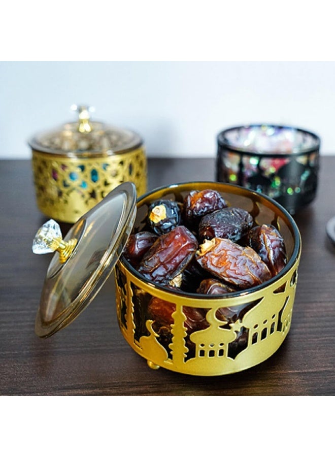 CityRiya-Long Ramadan Dates Tray, Eid Snack Serving Tray, Gold Cookie Boxes, Nuts Candy Snacks Plate for Ramadan, Fruit Tea Serving Trays, Decorative Food Storage Container for Dates, Nuts, Coffee (YB-Candy01L) - Image 5